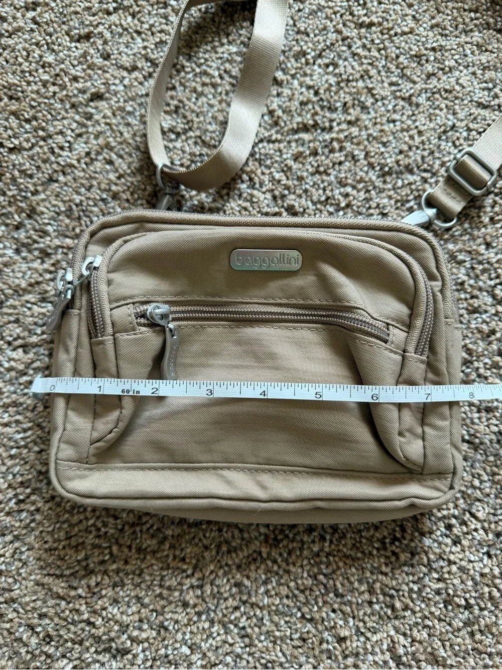 BAGGALLINI Tan Legacy Triple Zip Bagg Crossbody Convertible Clutch Waist Bag